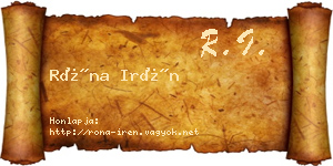 Róna Irén névjegykártya